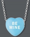 Sugary sweet style you can wear! Sweethearts' BE MINE pendant features a light blue enamel surface and polished, sterling silver setting and chain. Copyright © 2011 New England Confectionery Company. Approximate length: 16 inches + 2-inch extender. Approximate drop: 1/2 inch.