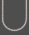 A chic strand of extra glamour.  Put on the finishing touches with Belle de Mer's beautiful A+ Akoya cultured pearls (8-8-1/2 mm) set in 14k gold. Approximate length: 20 inches.