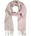 Wrap yourself up in ultra-luxe style with this muted-hue scarf from Jil Sander - Easy-to-style length, fringed edges, ombre print - Style with an elevated jeans-and-tee ensemble or a printed mini-dress and ribbed tights