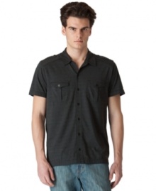 Style made easy. A button front collared shirt from Calvin Klein Jeans takes your casual look to the next level. Style made easy. A button front collared shirt from Calvin Klein Jeans takes your casual look to the next level.