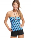 Stripes make this Hula Honey halter tankini top a cute choice for seaside style!