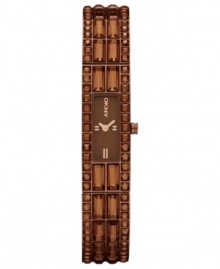 A chocolate-hued watch from DKNY embellished with stunning crystal accents. A chocolate-hued watch from DKNY embellished with stunning crystal accents.