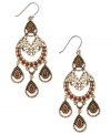 Get the drop on everyone with Lucky Brand's chandelier earrings. This gold-tone mixed metal pair with red plastic beads combines whimsy with sophistication. Approximate drop: 3-1/2 inches.