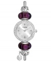 Pretty purple beads and crystal charms make this bangle watch from Caravelle by Bulova a darling choice for everyday wear.