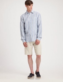 EXCLUSIVELY OURS. Crisp, cool and perfectly tailored for summer fun in lightweight linen.Flat-front styleSide slash, back welt pocketsInseam, about 11LinenHand washImported EXCLUSIVELY OURS. Crisp, cool and perfectly tailored for summer fun in lightweight linen.Flat-front styleSide slash, back welt pocketsInseam, about 11LinenHand washImported