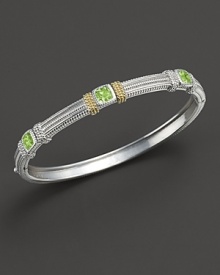 Linen bracelet with three peridot-crystal stations and 18 Kt,accents. Designed by Judith Ripka. Linen bracelet with three peridot-crystal stations and 18 Kt,accents. Designed by Judith Ripka.