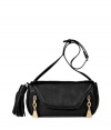 Add a fun finish to your outfit with See by Chlo?s textured leather tasseled bag - Flap with magnetic snap closure underneath, zippered front slit pockets with gold-toned logo engraved pulls, belted shoulder strap, oversized tassel at side - Wear with printed tops, favorite jeans and flats