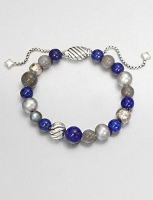 From the Spiritual Bead Collection. A beautiful beaded style with lapis labordarite and freshwater pearls on a sterling silver box chain. Lapis, labordarite and freshwater pearlsSterling silverDiameter, about 2 adjustableBeaded closureImported From the Spiritual Bead Collection. A beautiful beaded style with lapis labordarite and freshwater pearls on a sterling silver box chain. Lapis, labordarite and freshwater pearlsSterling silverDiameter, about 2 adjustableBeaded closureImported