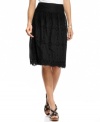 Eye-catching eyelet designs on this Jones New York Signature petite A-line skirt creates a modern yet feminine look.