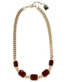 Complete your look with ravishing color. This necklace from Anne Klein adds romance with red plastic stones. Crafted in gold tone mixed metal. Approximate length: 17 inches + 2-inch extender. Complete your look with ravishing color. This necklace from Anne Klein adds romance with red plastic stones. Crafted in gold tone mixed metal. Approximate length: 17 inches + 2-inch extender.