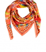 nject warm tropical style into every look with this radiant modern floral silk scarf from Matthew Williamson - Contrast print around edges, solid tonal border - Square shape - Wear over a tee and skinnies with a blazer and bright leather sandals