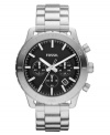 This Keaton collection watch from Fossil features a classic chronograph design with a striking black dial.
