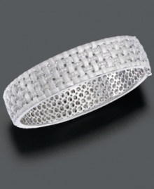 Add instant intrigue to the most casual or dressy look. This Balissima by Effy Collection sterling silver basket weave bangle incorporates sparkly round-cut diamonds (5/8 ct. t.w.) sure to catch everyone's eye. Approximate diameter: 2-1/3 inches. Add instant intrigue to the most casual or dressy look. This Balissima by Effy Collection sterling silver basket weave bangle incorporates sparkly round-cut diamonds (5/8 ct. t.w.) sure to catch everyone's eye. Approximate diameter: 2-1/3 inches.