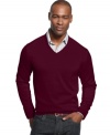 Keep your everyday style solid with this handsome wool-blend, v-neck sweater from Club Room.