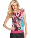 A boldly abstract floral print makes a bright summer statement on this Desigual top -- pair it with your fave denim!