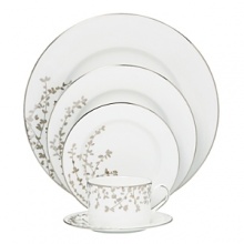 An instant classic from Kate Spade, the Gardner Street Platinum dinnerware collection is the definition of contemporary elegance. Delicate platinum branches with dainty leaves sweep over the sides of this dinnerware, bringing an elegant feel to your table. An instant classic from Kate Spade, the Gardner Street Platinum dinnerware collection is the definition of contemporary elegance. Delicate platinum branches with dainty leaves sweep over the sides of this dinnerware, bringing an elegant feel to your table.