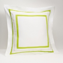 A Euro sham with a bright chartreuse border adds a touch of color to any ensemble. A Euro sham with a bright chartreuse border adds a touch of color to any ensemble.