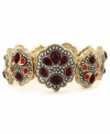 Seeing red is a good thing on this stretch bracelet from Jessica Simpson. Faceted red and silver-tone stone accents dazzle on this bracelet crafted from gold-tone mixed metal. Approximate length: 8-1/4 inches.
