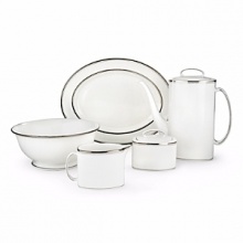 Kate Spade and Lenox join together to bring ease, elegance and understated wit to the table. Library Lane, a pattern banded with stripes, can be dressed up by mixing in Larabee Road polka dot accent plates. Dishwasher safe. Coffeepot pictured on far right. Kate Spade and Lenox join together to bring ease, elegance and understated wit to the table. Library Lane, a pattern banded with stripes, can be dressed up by mixing in Larabee Road polka dot accent plates. Dishwasher safe. Coffeepot pictured on far right.