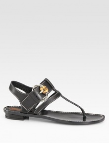 Leather slingback with buckle hardware, intricate stitching and a thong front. Leather upperLeather lining and soleMade in Italy Leather slingback with buckle hardware, intricate stitching and a thong front. Leather upperLeather lining and soleMade in Italy
