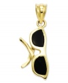 You'll want to wear these sunglasses at night, and all day! Crafted in 14k gold, this 3-dimensional charm features black enamel shades. Approximate length: 9/10 inch. Approximate width: 6/10 inch.