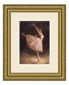 Artist Richard Judson captures the unequivocal grace of ballet in The Passion of Dance. Her arms outstretched and toes perfectly en pointe, this soloist executes a flawless, elegant pose. A lovely accent for the bedroom or living room in a gold, leaf-embossed frame.