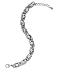 Find inspiration in glamorous shine. This link bracelet form Charter Club sparkles with glass crystal clusters. Crafted in imitation-rhodium tone mixed metal. Approximate length: 7 inches + 1-inch extender. Find inspiration in glamorous shine. This link bracelet form Charter Club sparkles with glass crystal clusters. Crafted in imitation-rhodium tone mixed metal. Approximate length: 7 inches + 1-inch extender.