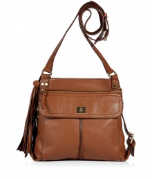Perfect for an off-duty outing, this luxe shoulder bag brings covet-worthy style to any look - Long shoulder strap, top zip closure, front zip and flap pocket, decorative side buckles, tassel detail, back zip pocket - Perfect for daily use, work, or off-duty cool Perfect for an off-duty outing, this luxe shoulder bag brings covet-worthy style to any look - Long shoulder strap, top zip closure, front zip and flap pocket, decorative side buckles, tassel detail, back zip pocket - Perfect for daily use, work, or off-duty cool