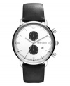 Tuxedo-inspired cool: this classic chronograph watch from Emporio Armani boasts rich black-and-white style.