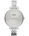An oversized dial is placed on a slim bracelet on this Heather collection watch from Fossil.