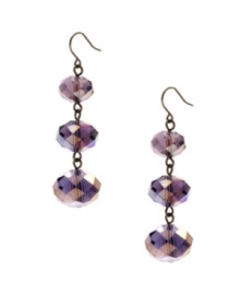 Purple reigns. An alluring amethyst hue makes a stylish statement on Kenneth Cole New York's faceted stone drop earrings. Set in hematite tone mixed metal. Approximate drop: 2-1/4 inches. Purple reigns. An alluring amethyst hue makes a stylish statement on Kenneth Cole New York's faceted stone drop earrings. Set in hematite tone mixed metal. Approximate drop: 2-1/4 inches.