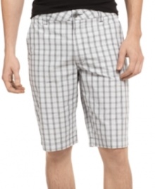 In or out of season, you can't beat the casual cool look of these plaid shorts from Kenneth Cole Reaction. In or out of season, you can't beat the casual cool look of these plaid shorts from Kenneth Cole Reaction.