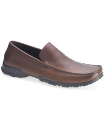 A reinforced rubber sole accents these smooth leather loafers from Kenneth Cole Reaction with the durable comfort you need any day of the week.