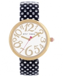 Follow the dotted line to fun fashion with this polka dot watch from Betsey Johnson. Follow the dotted line to fun fashion with this polka dot watch from Betsey Johnson.