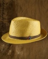 Capture the essence of old Havana in this worn-in straw fedora, complete with leather trim for easy, effortless style.