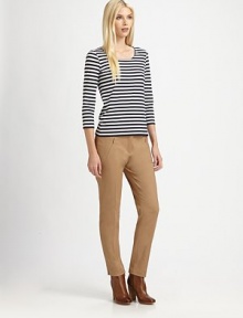 Skinny pants made from a brilliant blend of stretch cotton features two convenient front pockets.Hook-and-eye closureZip flyBelt loopsZipper pocketsInseam, about 28Body: 52% cotton/38% polyamide/10% elastaneLining: cottonDry cleanImportedModel shown is 5'10 (177cm) wearing US size 4. Skinny pants made from a brilliant blend of stretch cotton features two convenient front pockets.Hook-and-eye closureZip flyBelt loopsZipper pocketsInseam, about 28Body: 52% cotton/38% polyamide/10% elastaneLining: cottonDry cleanImportedModel shown is 5'10 (177cm) wearing US size 4.