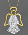 The perfect present for a true angel. Kaleidoscope's meaningful angel pendant features a detailed cut-out shape with wings and halo and a body encrusted by sparkling white crystals with Swarovski Elements. Set in 18k gold over sterling silver. Approximate length: 18 inches. Approximate drop: 1 inch.