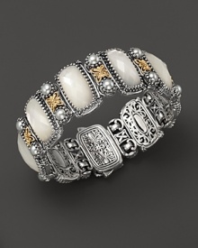In a blend of beautiful textures and hues, faceted mother-of-pearl, pearl and 18K yellow gold enliven sterling silver. By Konstantino. In a blend of beautiful textures and hues, faceted mother-of-pearl, pearl and 18K yellow gold enliven sterling silver. By Konstantino.
