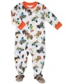 A wagging tail. He'll love sporting man's best friend around in this darling dog-themed footed coverall from Carter's.