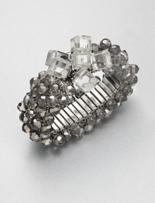 A statement piece with clusters of faceted beads on a stainless steel stretch base. EpoxyZincStainless steelBrassLength, about 7.4Slip-on styleImported A statement piece with clusters of faceted beads on a stainless steel stretch base. EpoxyZincStainless steelBrassLength, about 7.4Slip-on styleImported