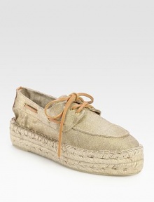Traditional menswear-inspired metallic linen style, sweetened with leather trim and an espadrille platform. Hemp-covered platform, 1½ (40mm)Linen upperLeather trim and lacesRubber soleImportedPlease note: Our fit model recommends ordering 2 sizes up as this style runs small and narrow. Traditional menswear-inspired metallic linen style, sweetened with leather trim and an espadrille platform. Hemp-covered platform, 1½ (40mm)Linen upperLeather trim and lacesRubber soleImportedPlease note: Our fit model recommends ordering 2 sizes up as this style runs small and narrow.