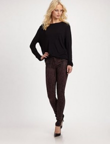 Printed with the image of elaborate lace, these stretchy skinnies strike a balance between feminine and urban-cool. THE FITHigh rise, about 8Inseam, about 30THE DETAILSZip flyFive-pocket style44% rayon/29% cotton/25% cupro/2% polyurethaneMachine washImportedModel shown is 5'9 (175cm) wearing US size 4. Printed with the image of elaborate lace, these stretchy skinnies strike a balance between feminine and urban-cool. THE FITHigh rise, about 8Inseam, about 30THE DETAILSZip flyFive-pocket style44% rayon/29% cotton/25% cupro/2% polyurethaneMachine washImportedModel shown is 5'9 (175cm) wearing US size 4.