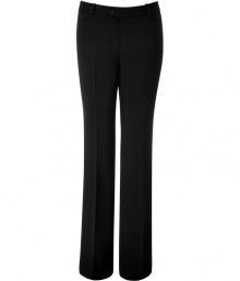With a long, lean cut and slightly flared ankle, Steffen Schrauts black pants are the perfectly versatile choice for workweek chic - Side and buttoned back slit pockets, zip fly, button closure, belt loops - Loosely tailored fit - Wear with a feminine satin top and heels With a long, lean cut and slightly flared ankle, Steffen Schrauts black pants are the perfectly versatile choice for workweek chic - Side and buttoned back slit pockets, zip fly, button closure, belt loops - Loosely tailored fit - Wear with a feminine satin top and heels