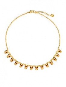 THE LOOKGold-plated skull designCrystal detailsLobster claspTHE FITLength, about 8THE MATERIALBrass and crystalsORIGINImported THE LOOKGold-plated skull designCrystal detailsLobster claspTHE FITLength, about 8THE MATERIALBrass and crystalsORIGINImported