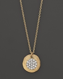 Diamonds in an 14K gold pendant necklace from Meira T. Diamonds in an 14K gold pendant necklace from Meira T.