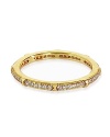 Finished in gold vermeil with delicate sparkles, Crislu's simple cubic zirconia ring is a stackable statement piece.