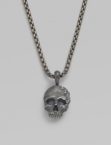 An antiqued skull pendant is crafted from pure sterling silver and hangs from a titanium box-chain necklace. From the Waves Collection Sterling silver Titanium chain, about 22 long Lobster clasp Imported An antiqued skull pendant is crafted from pure sterling silver and hangs from a titanium box-chain necklace. From the Waves Collection Sterling silver Titanium chain, about 22 long Lobster clasp Imported