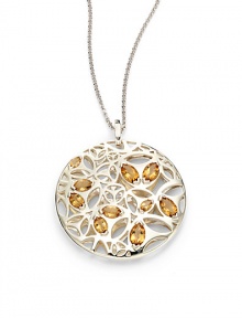 THE LOOKMedallion pendant with cutoutsGolden quartz accentsRhodium-plated sterling silver settingLobster claspTHE MEASUREMENTPendant diameter, about 2.25Length, about 16.5ORIGINImported THE LOOKMedallion pendant with cutoutsGolden quartz accentsRhodium-plated sterling silver settingLobster claspTHE MEASUREMENTPendant diameter, about 2.25Length, about 16.5ORIGINImported