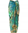 Whether tied around your waist or worn as a tropical-chic scarf, this Matthew Williamson Escape printed sarong injects summer-ready style into your seaside look - Long convertible shape, allover palm print, animal print border - Style with a printed bikini and sandals or tied around your neck with an elevated jeans-and-tee ensemble