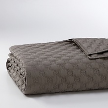 Smooth and luxurious to the touch, the coverlet and bed ensemble are woven in 100% cotton sateen. Smooth and luxurious to the touch, the coverlet and bed ensemble are woven in 100% cotton sateen.